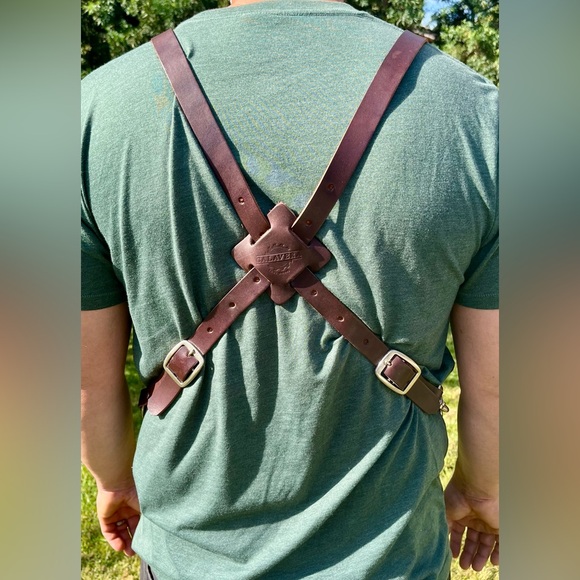 Calavera Hand Crafted Brown Leather Work Apron Woodworking Welding Metalwork - Picture 3 of 11